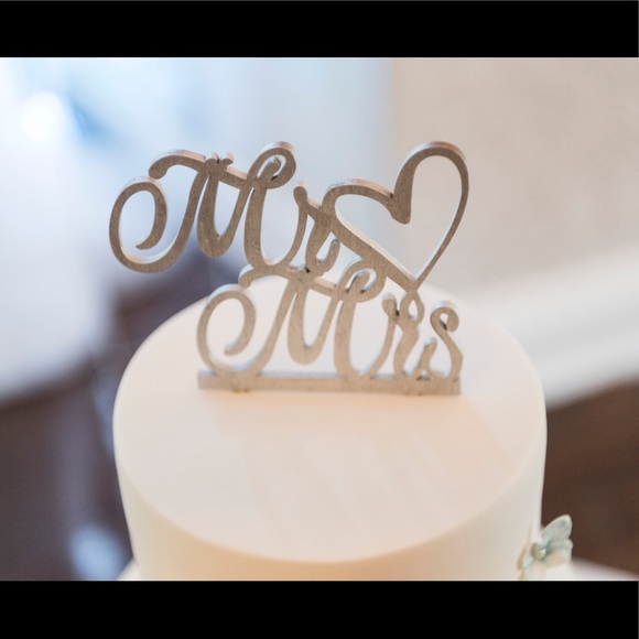 Mr & Mrs cake topper - silver - Picture 2 of 2
